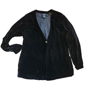 Eileen Fisher Womens Velvet One Button Cardigan Black Size Medium A37